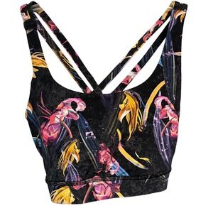 Lululemon Sports Bra Womens 6 Free To Be Wild Floral Strappy Black EUC 3076